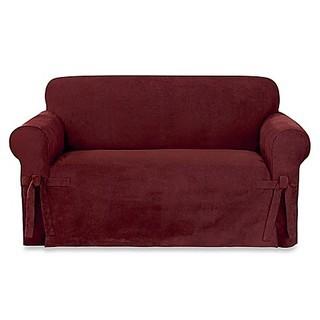 Sure Fit Designer Sueded Twill Loveseat Slipcover in Red