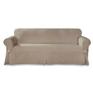 Sure Fit Designer Twill Loveseat Slipcover in Linen