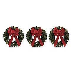 Lot of (3) 18-Inch Pre-Lit Wreaths