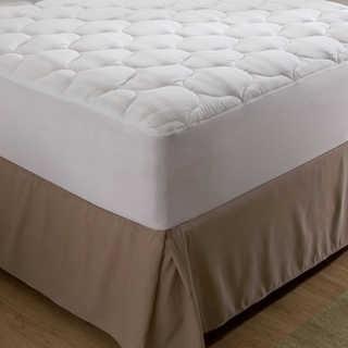 Bedding Essentials Queen Cotton Mattress Pad in White 