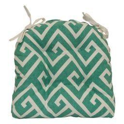 Dhurrie-Greek Key Waterfall Chair Pad in Aqua 