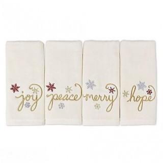 Qty of (4) Snowflakes and Words Bath Towel Sets