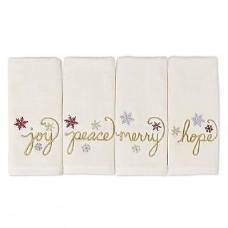 Qty of (4) Snowflakes and Words Bath Towel Sets