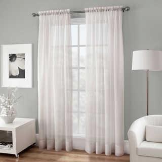 Voile 95-Inch Sheer Rod Pocket Window Curtain Panel in White 