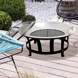 Astella Stainless Steel Black & Silver 24" Fire Pit (QWPS1049)