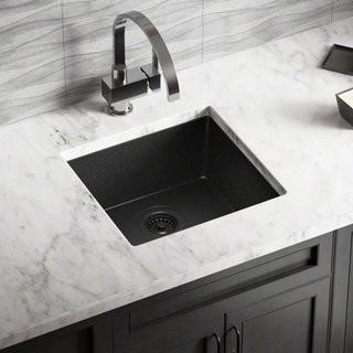 MR Direct Granite Composite 18 L X 17" W Undermount Kitchen Sink with Strainer" (MRDR1582_23601038) - White