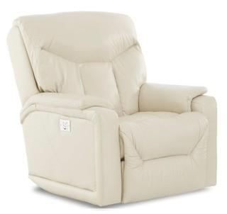 Klaussner Bugatti Casual Power Rocker Recliner with USB Charging Port and Bluetooth App - Oatmeal Color