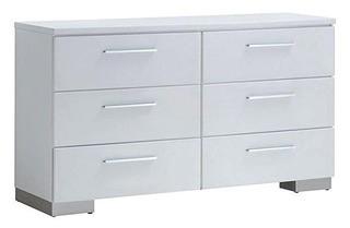 Christie High Gloss White Wood 6 Drawer Dresser by Furniture of America - CM7550D