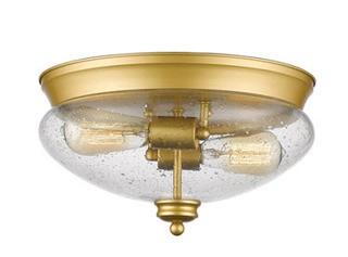 Z-Lite (722F2-SG) Amon 2 Light Satin Gold Flush Mount Ceiling Light