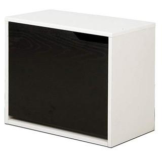 Furinno FNAJ-11110WH/BK Shoe Cabinet with Door, White/Black