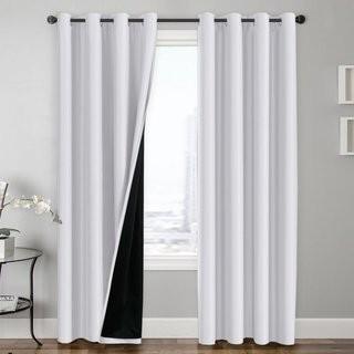 Charlton Home Hosler Insulated Lined Solid Blackout Thermal Grommet Curtain Panels (CHRH4865_28658624_28658632) - White set of 2