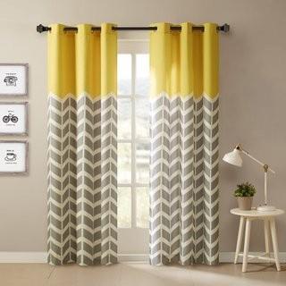 Ebern Designs Gilkes Chevron Room Darkening Grommet Curtain Panels (EBRD5178_29832946_29832948) - Ywllow