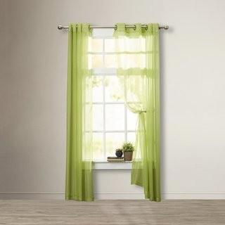 Charlton Home Gallimore Solid Sheer Grommet Curtain Panels (CHLH3468_16396374) - Dustry Blue - 18" x 84" - 3 sets