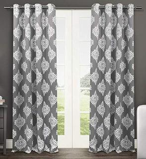 Exclsuive Home - Grommet Panel - Medallion Woven Blackout - 52" x 63" - Dk Grey
