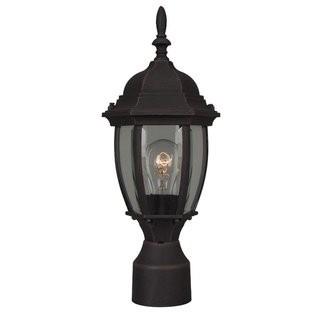 Charlton Home Oakhill 1 Light Outdoor Post Lantern with Bowl Glass Panels (CHRL4298_22163805) - Matte Black