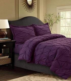 Tribeca Living - Sydney Duvet Cover Set - Twin - Purple - 110-GSM