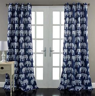 Half Moon - Elephant Parade - 52" x 84" Grommet Panels - Navy