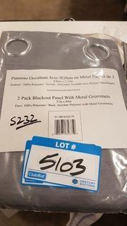 2 Blackout Panel w Metal Grommets 37" x 84" - Grey / 100% Polyester