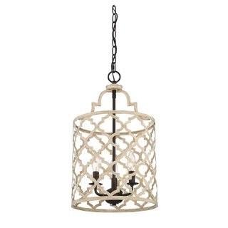House of Hampton Agueda 3-Light Foyer Pendant (SOY9982_28662462_28662464) - Light Wood W/Bronze