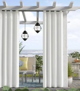 Beachcrest Home Denton Solid Room Darkening Outdoor Grommet Curtain Panels (BCHH2614_20584532_20584539) - White - 54" x 84" - 2 sets