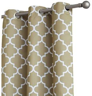 HLC - Set of 2 - Blackout Lattice Grommet Panels - 52"x 84" - White/Taupe