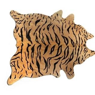 Bloomsbury Market Tousana Hand-Woven Cowhide Tiger Chocolate/Natural Area Rug (BLMK4644)