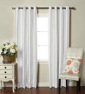 Brielle Home - Fortune - Faux Silk - Lined Window Panel - 29" x 95" - White - 3 Pcs