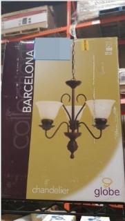 Globe Lighting Barcelona Lustre Chandelier - Dark Coffee Finish/ Amber Glass Shades