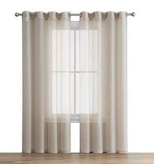 HLC - Sheer grommet Panels- 54"x 84" - Beige - 2 Sets