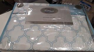 Forever Soft - 4 pc Sheet Set - TRLS-301 - Twin- White LT. Blue