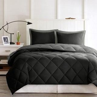 Ebern Designs Boivin Reversible Comforter Set (EBDG3311_24596685_24596690) - Twin - Blk /Grey