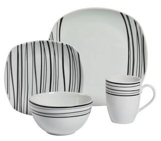 Tabletops Gallery Justin 16 Piece Dinnerware Set, Service for 4 (TTGL1073) - Blk