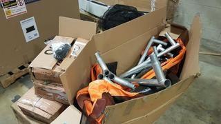 Lot Asst'd Trampoline netting, poles, Flooring etc.