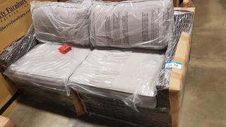 Brown Rattan - Sofa - Grey Cushions - 