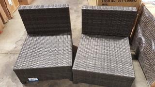 Lot 2 - Armless Rattan Patio Chairs