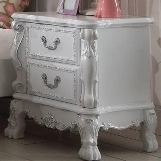 Astoria Grand Welliver 2 Drawer Nightstand (ARGD2869_24135532) - White w/Silver