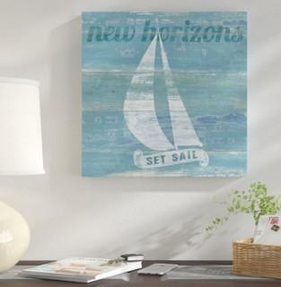 East Urban Home 'Drift Sailboat' Graphic Art Print on Canvas (UBAH6434_29645507) - 24" Square