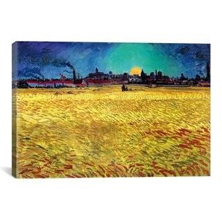 iCanvas 'Sommerabend' by Vincent Van Gogh Painting Print on Wrapped Canvas IZN3105_10919317)- 12" x 18"