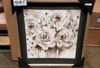 White Roses Framed Print - 24" Square