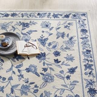 August Grove Labrosse Ivory/Blue Floral Area Rug (AGGR1523_20559810)