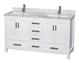 Wyndham Collection Sheffield 60-inch W 5-Drawer 4-Door Vanity in White, No Marble top!!!! Double Basins -  WC-1414-60-SGL-VAN-GRY