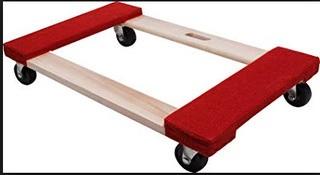 Wooden 300lbs Cap. Carpeted 4 Wheel Flat Dolly (CB10-202)