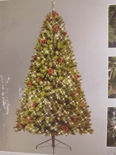 GlucksteinHome 7ft Pre-Lit Quick Set Halifax Tree