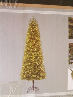 GlucksteinHome 7ft Pre-Lit Bennett Pine Pencil Tree