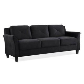 Lifestyle Solutions Hartford KD Sofa Microfiber with Curved Arm, Black
