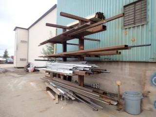 Double Sided Cantilever Rack w/ Asst. Steel Angle Iron, Square Tubing, Pipe, etc.