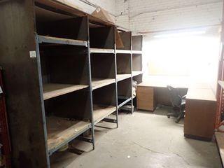 Lot of 4 Sections EZ-Rect Shelving, L-Shaped Desk and Task Chair. 