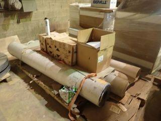 Lot of Commercial Vinyl Flooring and 4 Cases Tremco ExoAir Low Expansion Foam. 