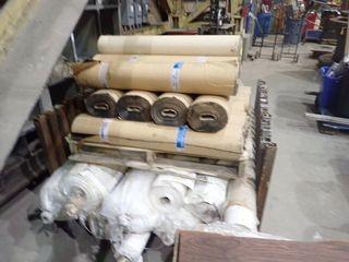 Lot of 9 Rolls 36"x75' Sopraseal Stick 1100T Air/Vapor Barrier, 10 Rolls Poly and Steel Rack. 