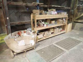 Lot of Wooden Shelving Unit w/ Asst. Victaulic Sprinkler Fittings, etc.